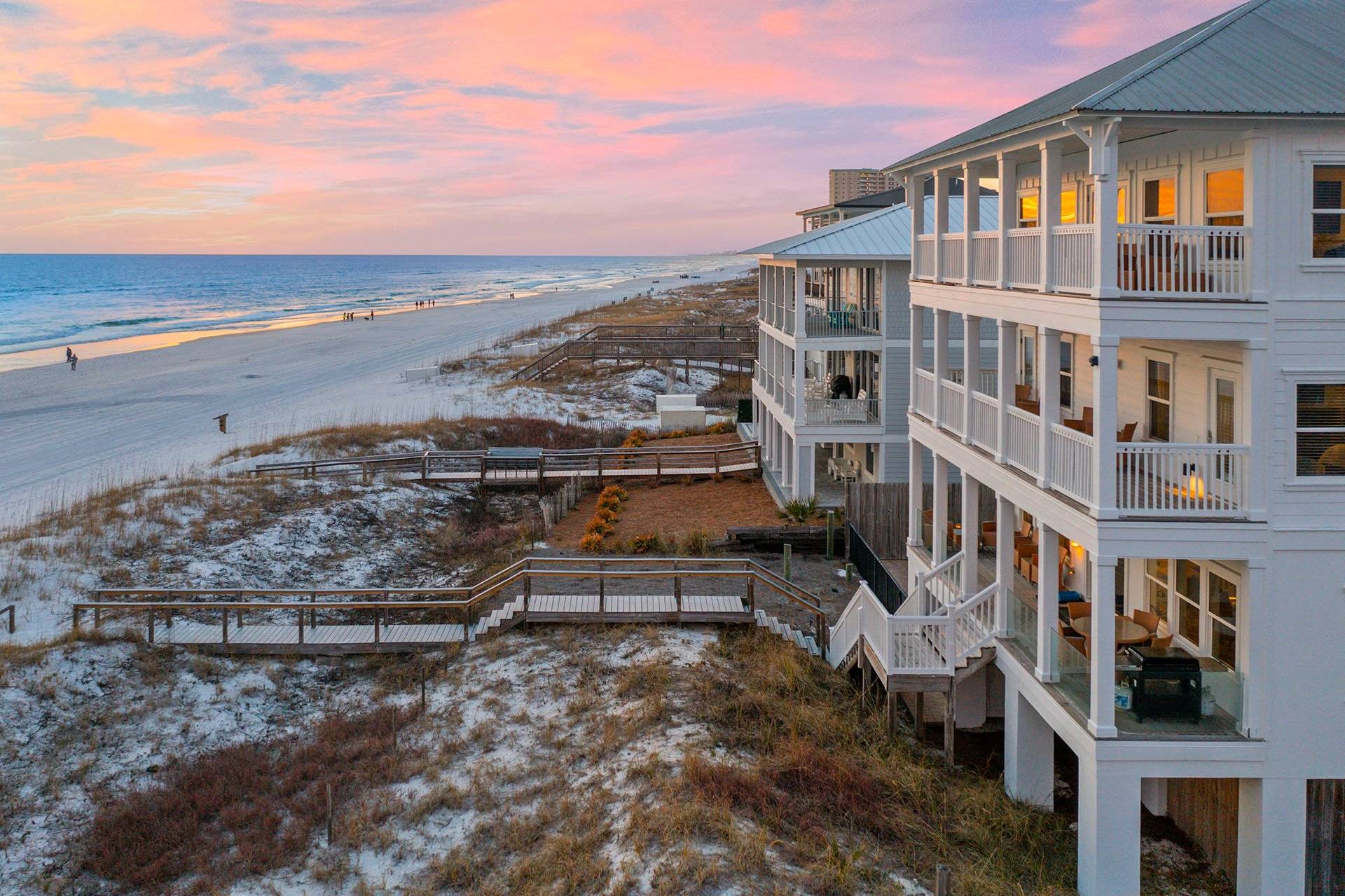 Aerial view of the gulf-front house